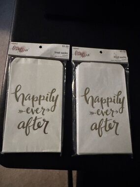 Happily Ever After Gold Script Treat Sacks - White